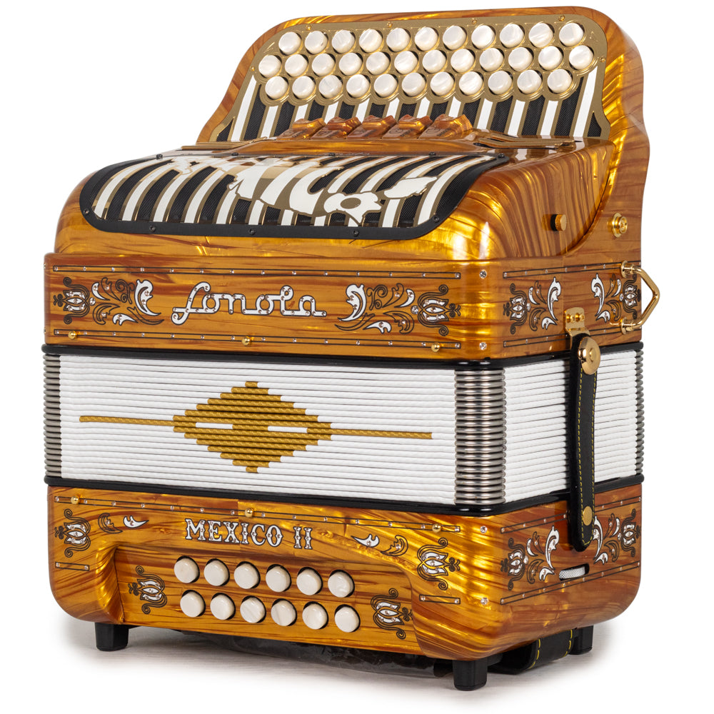 Sonola Mexico II Ultra Compact 5 Switch GCF Accordion Gold Wood with White